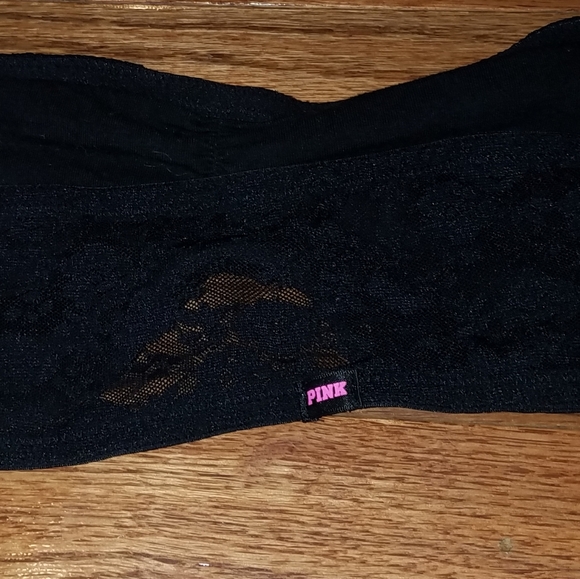 VS Victoria's Secret PINK Black Lace Bandeau Size Medium - Picture 5 of 9
